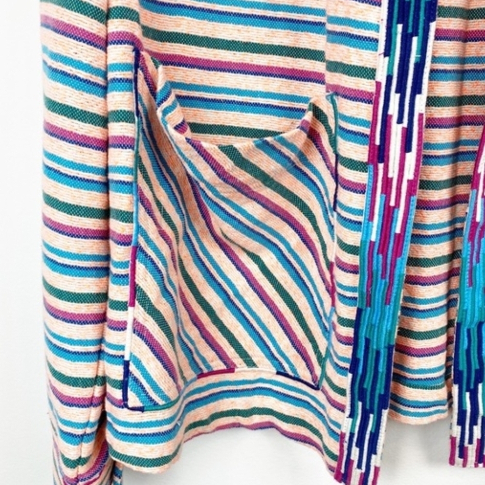 Zara Pastel Striped Jacket with Multicolor Fringe - Picture 4 of 5